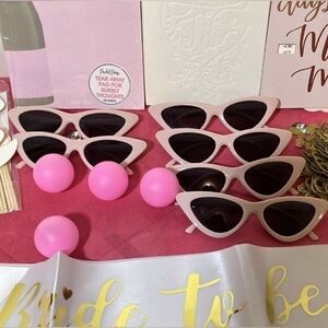 Pink Sunglasses 6 Pairs Included with “Bride To Be” Wedding Kit NEW Never Used